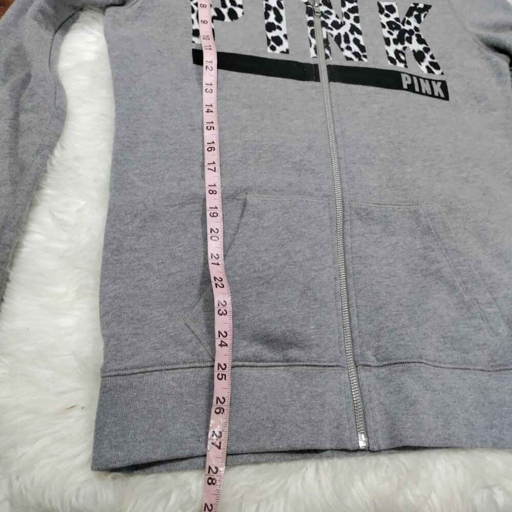 Vintage Victoria's Secret PINK Women's Small Logo Streetwear Zip-Up Hoodie Gray - Picture 10 of 12